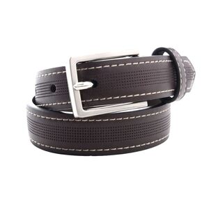 XMI Stretch Faux Leather Belt (Boys) Brown Belt with Silver Buckle